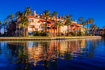 Port of Sotogrande. Port, sea, yachts and colorful houses. Sotogrande, Costa del Sol, Andalusia,...