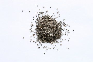 Pile of Chia seeds isolated on white background