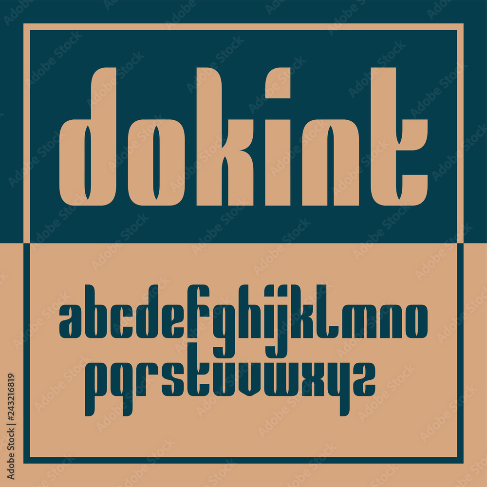 Poster vector condensed original bold display font design, alphabet, lowercase character set. easy swatch c