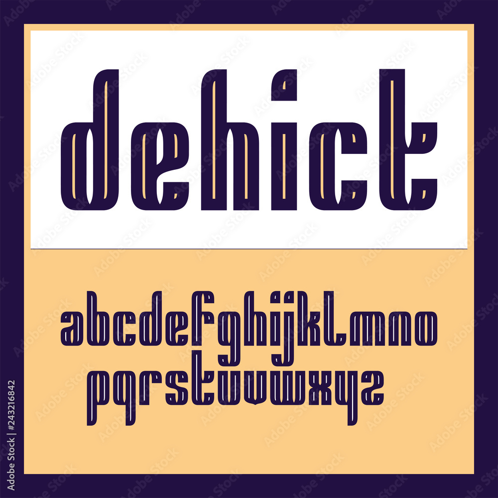 Poster vector condensed original bold display font design, alphabet, lowercase character set. easy swatch c