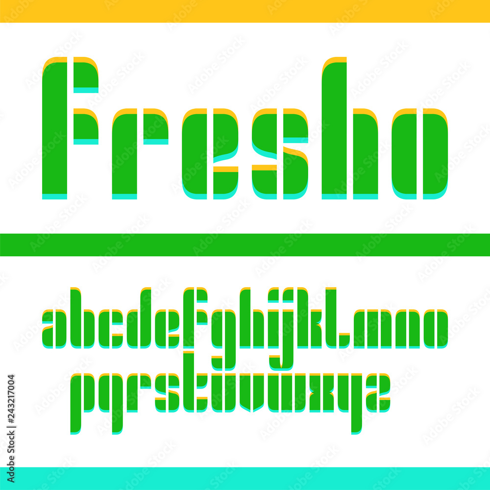Poster vector condensed original fresh bold display font design, alphabet, lowercase character set. easy sw