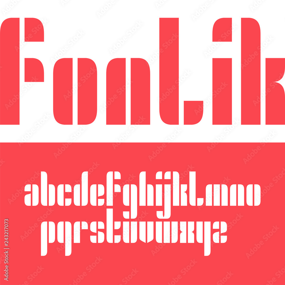 Poster vector condensed original bold display font design, alphabet, lowercase character set. easy swatch c