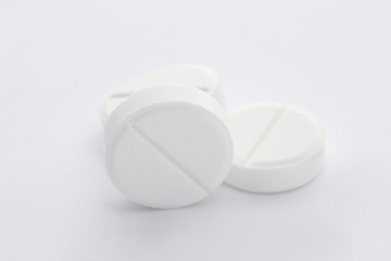 Pills on white background. Medical treatment
