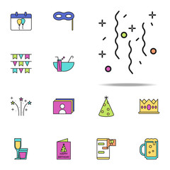 confetti colored icon. birthday icons universal set for web and mobile