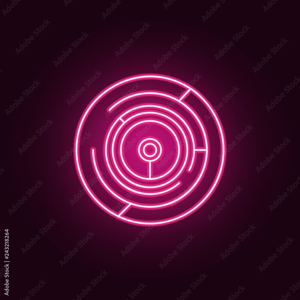 Poster circular maze complexity icon. elements of artifical in neon style icons. simple icon for websites, 