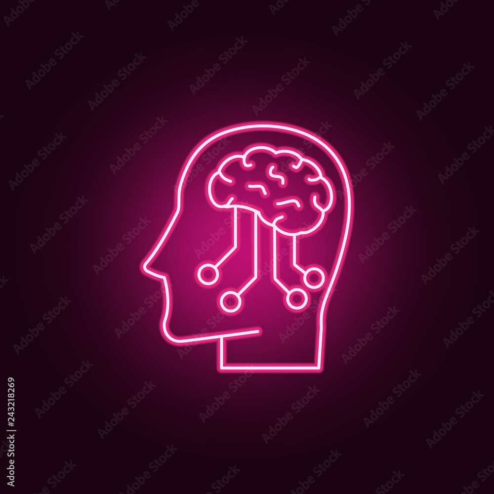 Poster artificial intelligence icon. elements of artifical in neon style icons. simple icon for websites, w