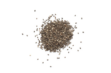 Pile of tiny black and white chia seeds