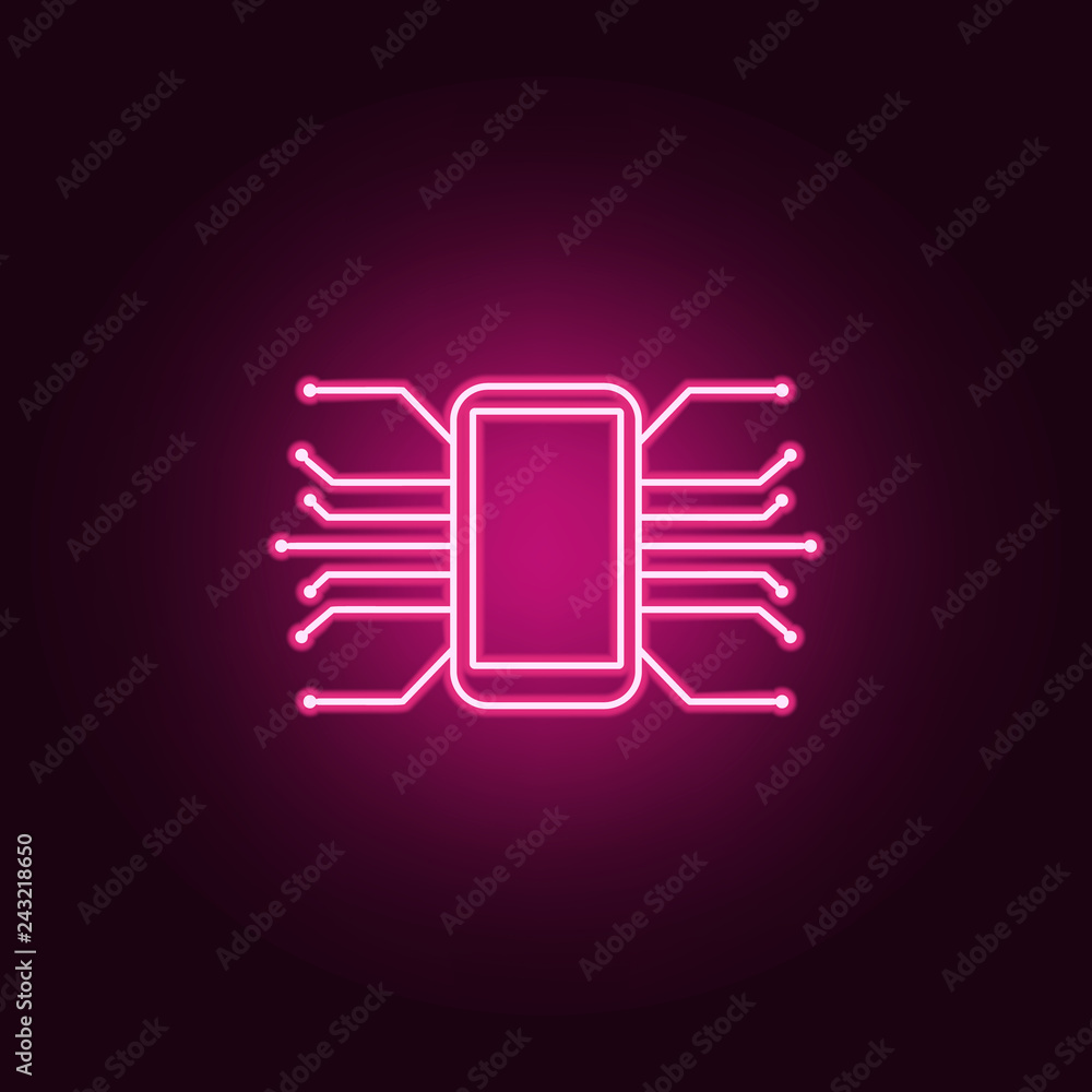 Poster smart phone android mobile icon. elements of artifical in neon style icons. simple icon for websites