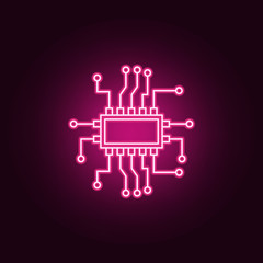 Microchip electronic device icon. Elements of artifical in neon style icons. Simple icon for websites, web design, mobile app, info graphics