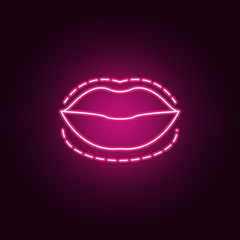 Lips botox enlarge  augment icon. Elements of anti agies in neon style icons. Simple icon for websites, web design, mobile app, info graphics