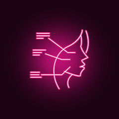 Cosmetic face analysis icon. Elements of anti agies in neon style icons. Simple icon for websites, web design, mobile app, info graphics