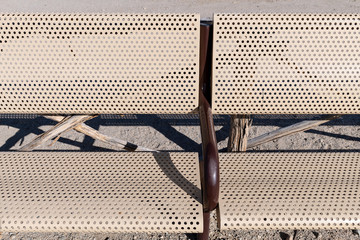 Tan metal bench detail