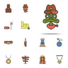 lizard cowboy colored icon. Wild West icons universal set for web and mobile
