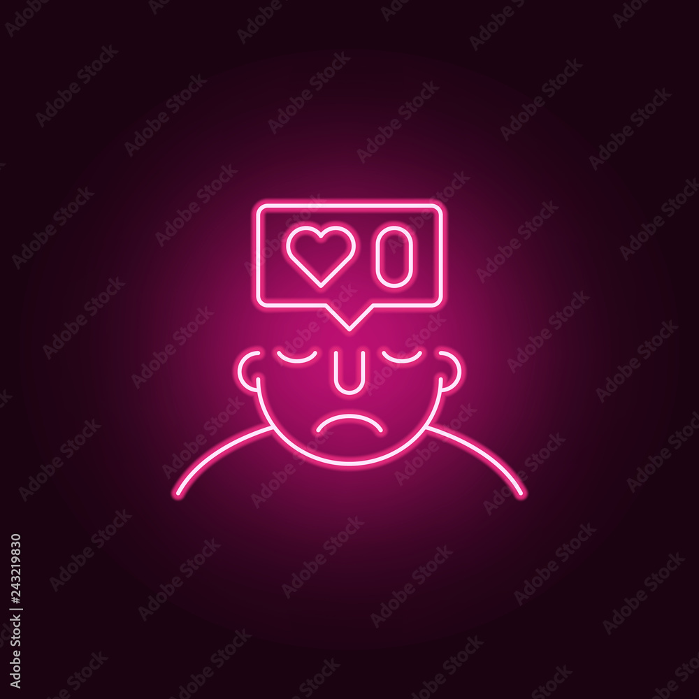 Poster likes on mind icon. elements of what is in your mind in neon style icons. simple icon for websites, 