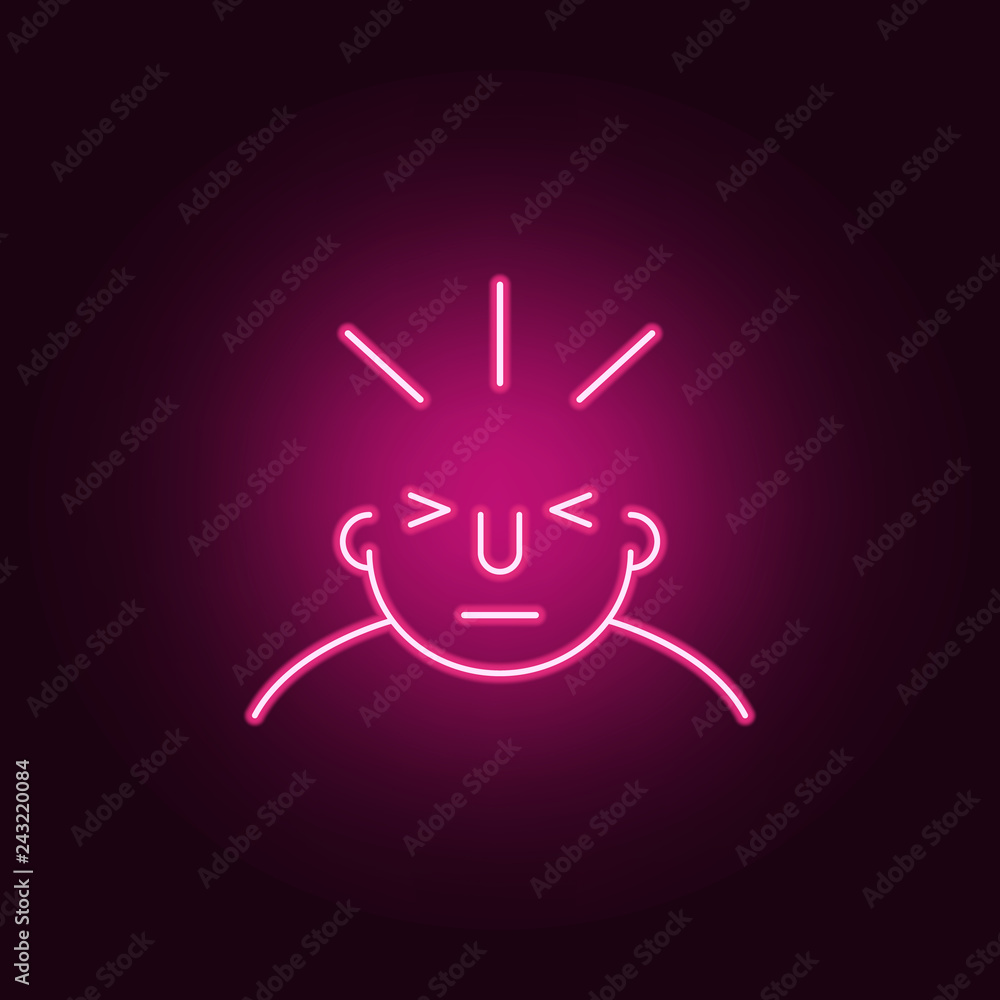 Poster headache on mind icon. elements of what is in your mind in neon style icons. simple icon for website