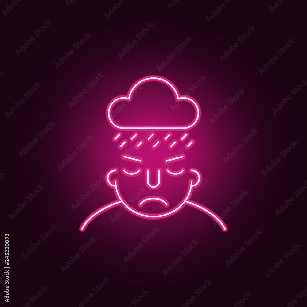 Poster sad on mind icon. elements of what is in your mind in neon style icons. simple icon for websites, we