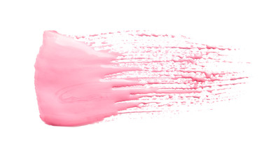 Abstract brushstroke of pink paint isolated on white