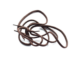 Pile of brown shoelaces for tying shoes