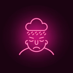 sad on mind icon. Elements of What is in your mind in neon style icons. Simple icon for websites, web design, mobile app, info graphics