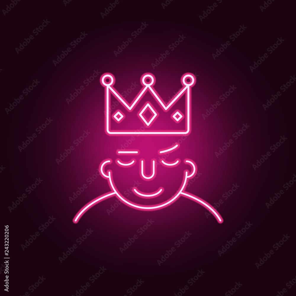 Poster king on mind icon. elements of what is in your mind in neon style icons. simple icon for websites, w