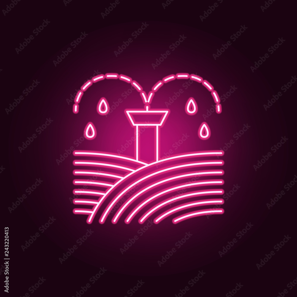 Poster watering the field icon. elements of sprinkler in neon style icons. simple icon for websites, web de