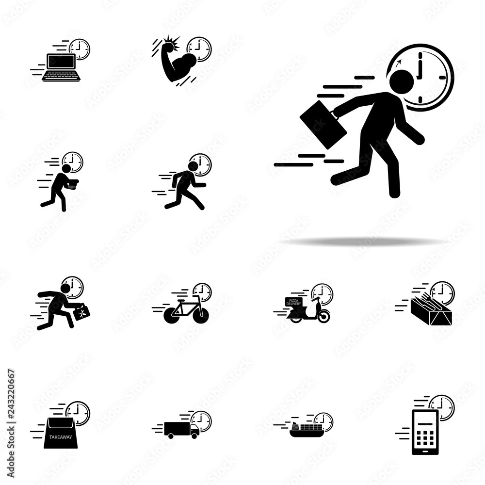 Poster businessman running to work icon. speed icons universal set for web and mobile