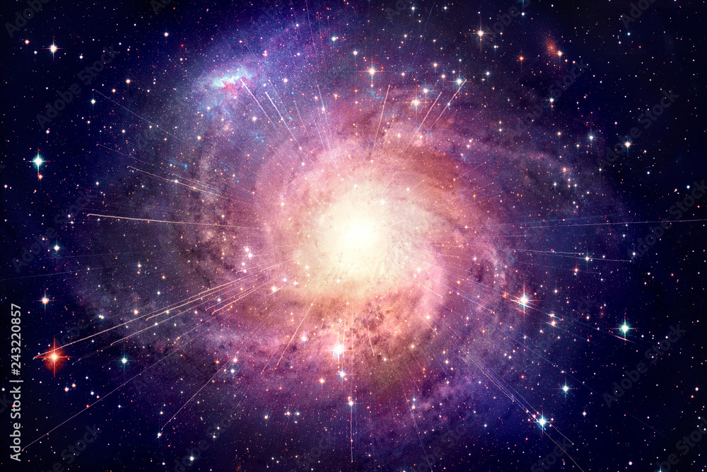 Poster artistic multicolored bright nebula galaxy in deep space artwork background