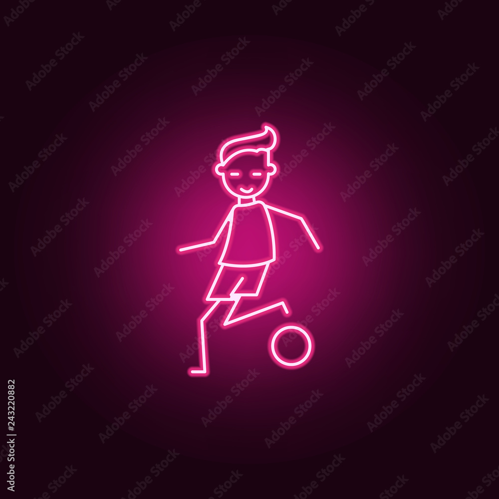 Aufkleber soccer player with ball icon. elements of soccer in action in neon style icons. simple icon for webs