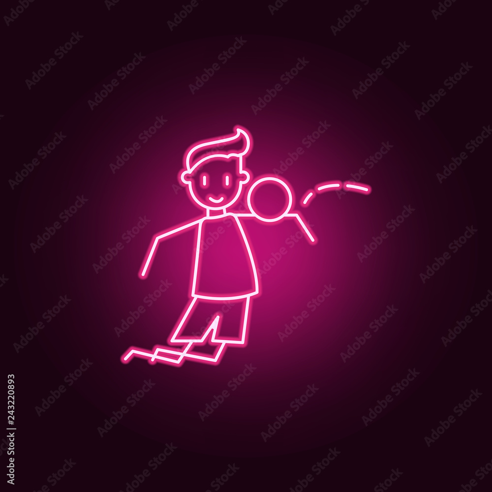 Poster football player accepts pass icon. elements of soccer in action in neon style icons. simple icon for