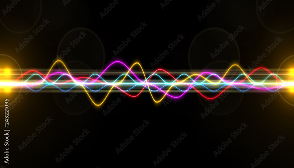Poster abstract colourful wave for background.multi colored digital equalizer, vector of sound wave pattern