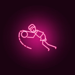 goalkeeper catches ball icon. Elements of Soccer in action in neon style icons. Simple icon for websites, web design, mobile app, info graphics