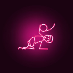 goalkeeper catches ball icon. Elements of Soccer in action in neon style icons. Simple icon for websites, web design, mobile app, info graphics