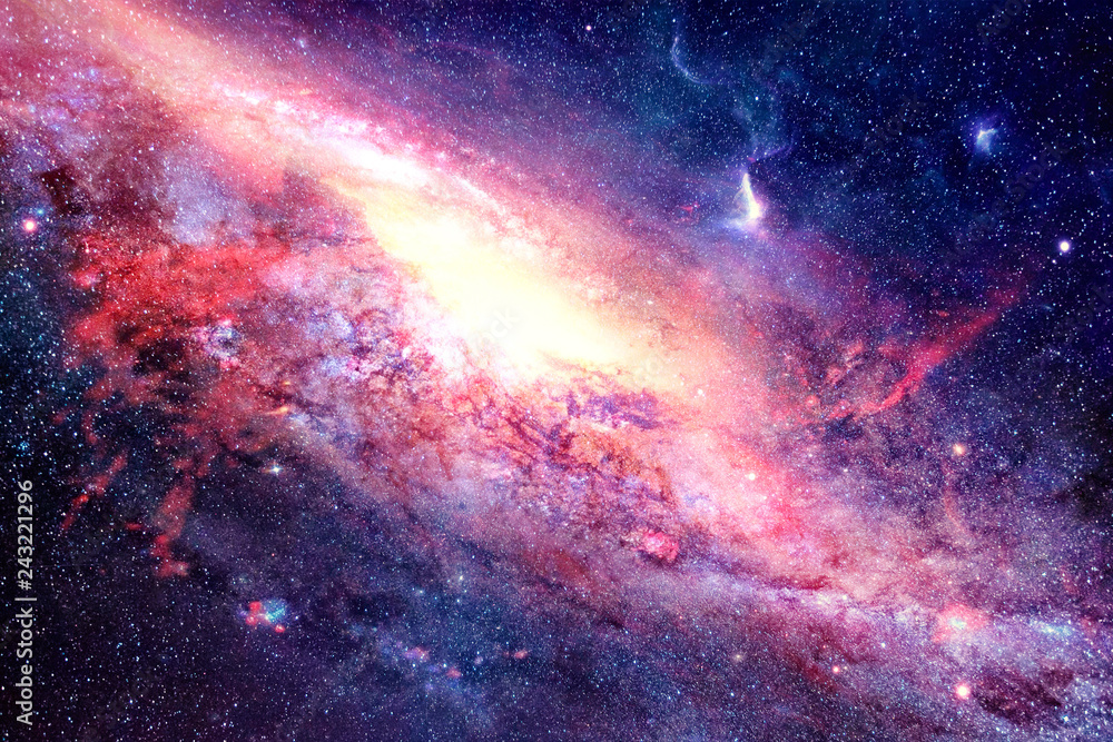 Wall mural artistic multicolored smooth bright nebula galaxy in deep space artwork background
