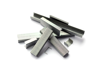 Pile of metal steel staples