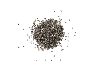 Pile of tiny black and white chia seeds