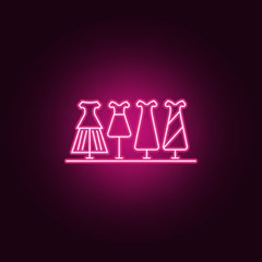 clothes in shop window outline icon. Elements of Mall Shopping center in neon style icons. Simple icon for websites, web design, mobile app, info graphics