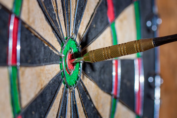Macro dart hitting the bulls eye