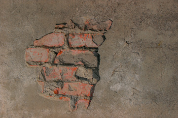 Old weathered broken wall with breaks design pattern