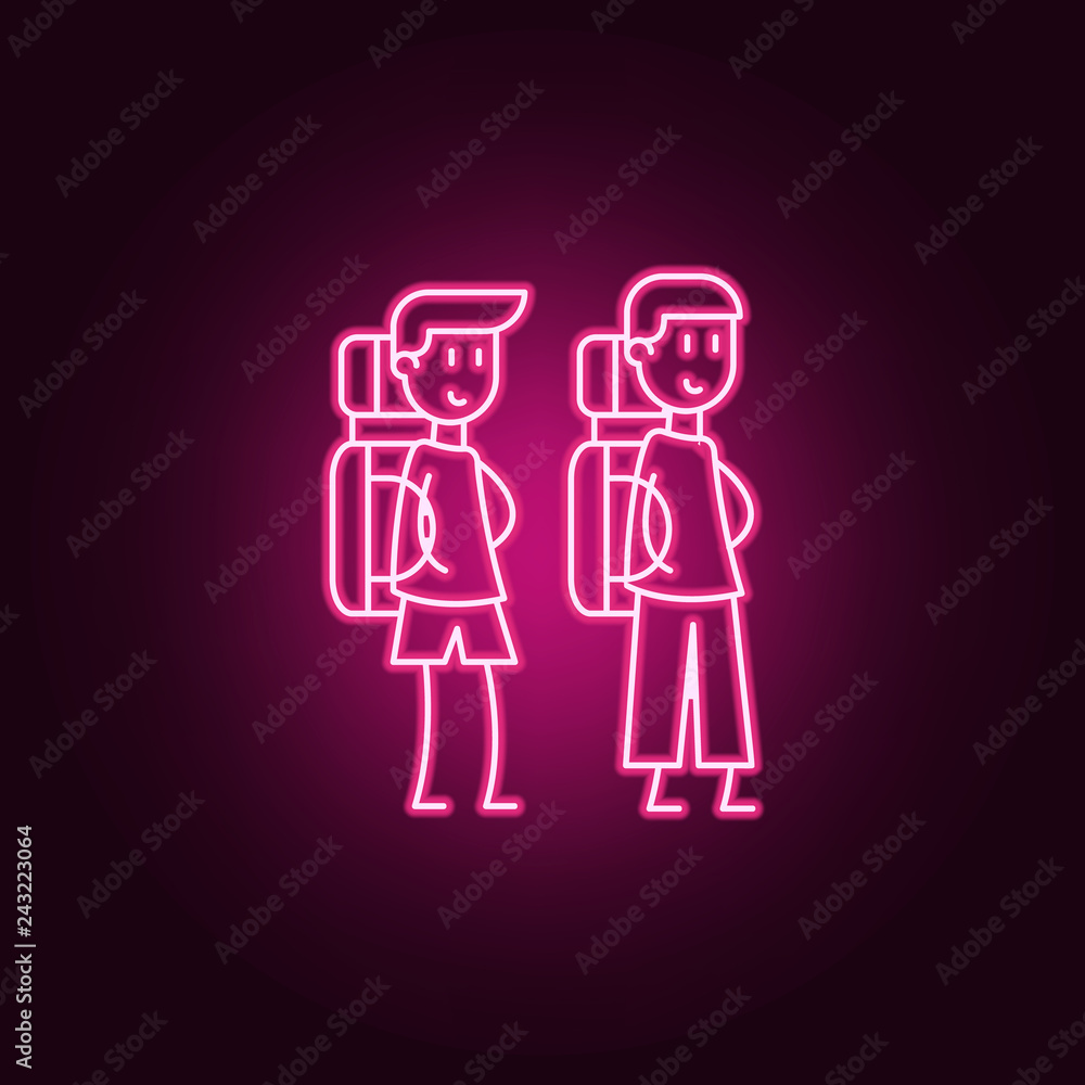 Poster classmates icon. elements of friendship in neon style icons. simple icon for websites, web design, m