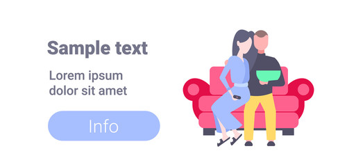 couple in love man woman sitting on couch lovers having fun holiday relax concept male female cartoon characters full length flat isolated horizontal copy space