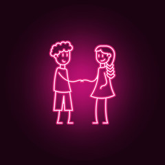 friendship between boy and girl icon. Elements of Friendship in neon style icons. Simple icon for websites, web design, mobile app, info graphics