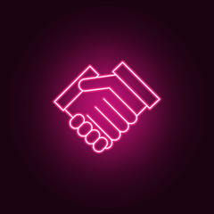 handshake icon. Elements of Friendship in neon style icons. Simple icon for websites, web design, mobile app, info graphics