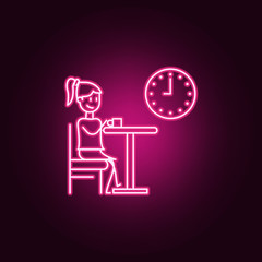 girl drinks coffee icon. Elements of Friendship in neon style icons. Simple icon for websites, web design, mobile app, info graphics