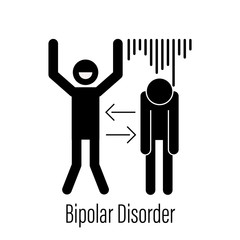 Bipolar mental disorder icon. Vector illustration show sign and symtom of bipolar disorder on mania and depression behaviors