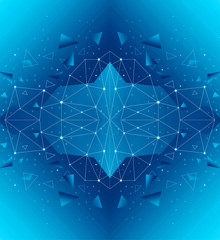 Artistic Abstract Unique Geometric Shape On A Blue, Cyan Background