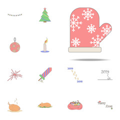 Christmas Santa glove colored icon. Christmas holiday icons universal set for web and mobile