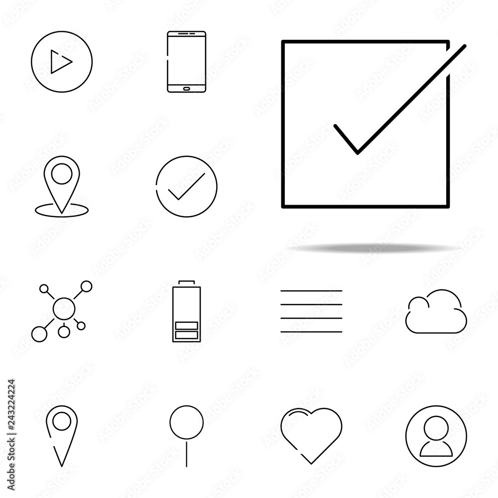 Aufkleber sign checked icon. web, minimalistic icons universal set for web and mobile