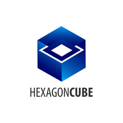 Hexagon cube logo concept design. Symbol graphic template element