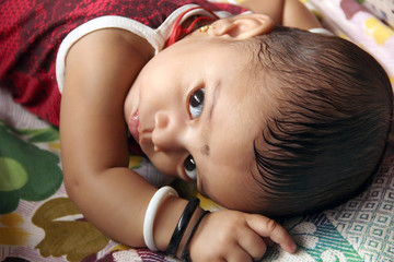 small cute boy baby close up