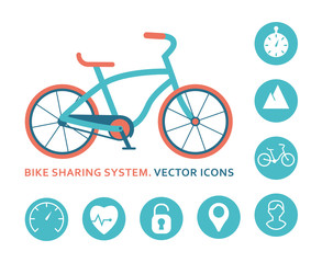 Bike sharing system. Icon for mobile application